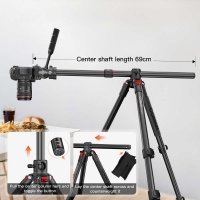 Reisestativ mit Videohead, 90° abklappbare Säule