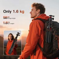 Reisestativ mit Videohead, 90° abklappbare Säule