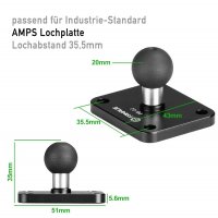 20mm Kugel auf Halteplatte (AMPS)