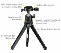 Tischstativ PRO  mit Kugelkopf